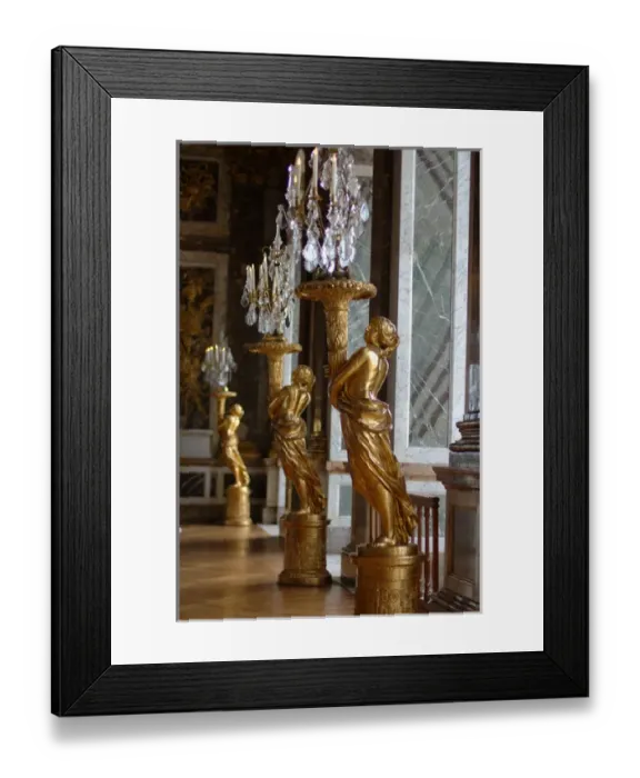 Framed Print : 03. France, Versailles, Hall of Mirrors gold statues