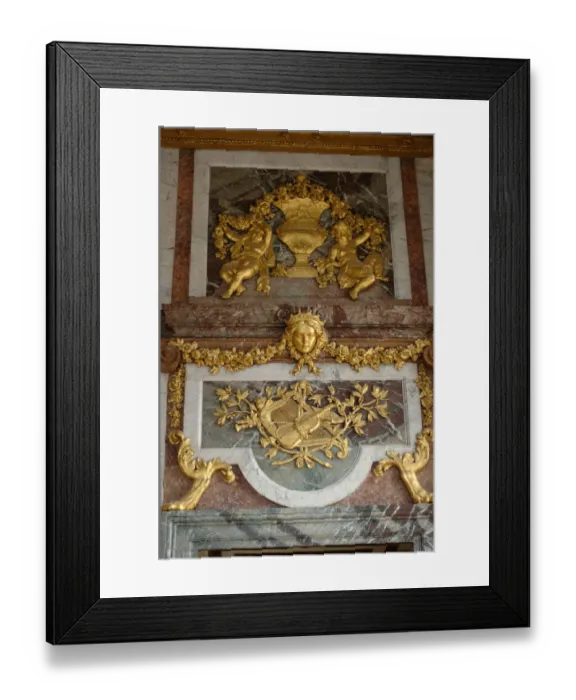 Framed Print : 03. France, Versailles, Kings State Apartment detail of relief sculpture