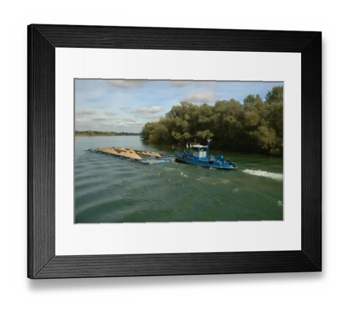 Framed Print : France, Saone River, barge hauling sand
