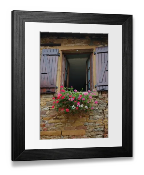 Framed Print : 03. France, Burgundy, Oingt, window of limestone house Framed Print : 03. France, Burgundy, Oingt, window of limestone house