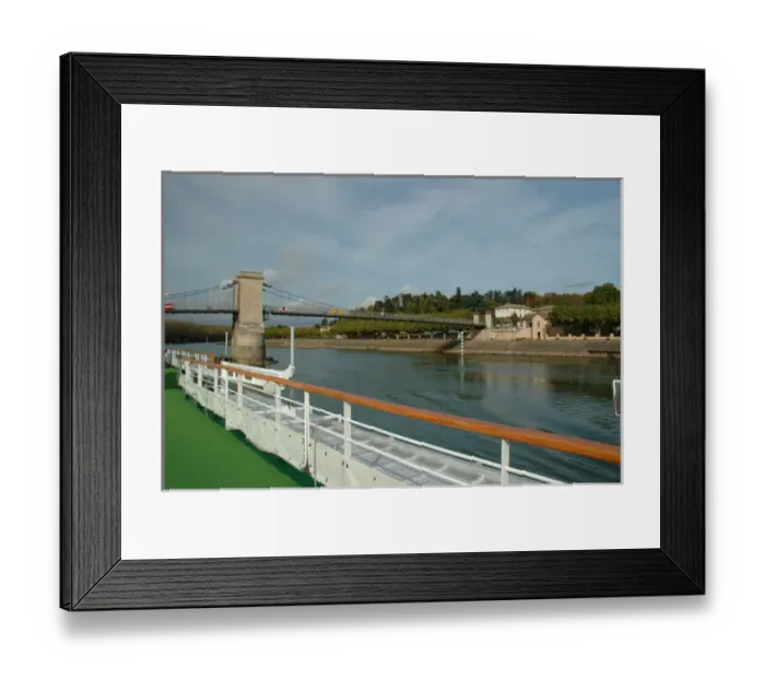Framed Print : 03. France, Saone River, riverboat going under bridge Framed Print : 03. France, Saone River, riverboat going under bridge