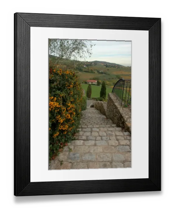 Framed Print : 03. France, Burgundy, Oingt, view of countryside from stone steps (Editorial Usage Only) Framed Print : 03. France, Burgundy, Oingt, view of countryside from stone steps (Editorial Usage Only)