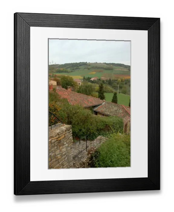 Framed Print : 03. France, Burgundy, Oingt, view of countryside from stone steps Framed Print : 03. France, Burgundy, Oingt, view of countryside from stone steps