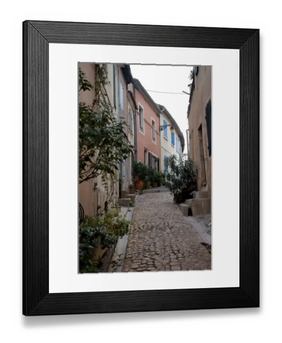 Framed Print : 03. France, Arles, Provence, narrow cobble stone street