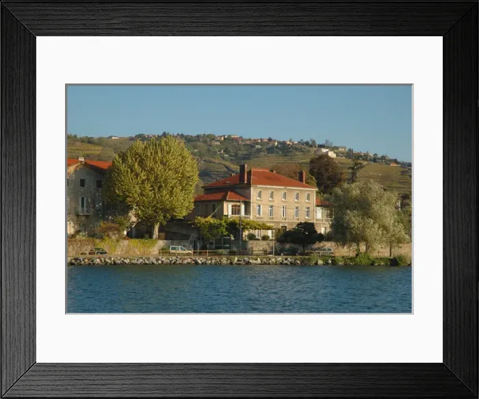Framed Print : 03. France, Rhone-Alps, Condrieu, private homes along Rhone River