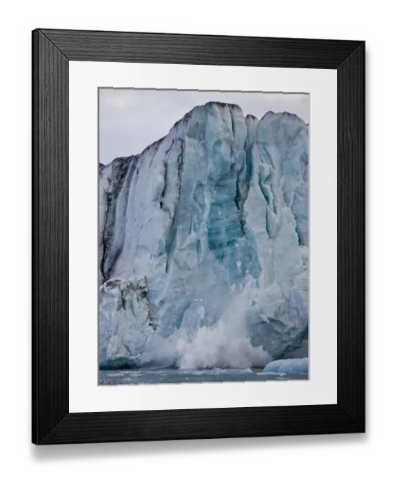 Framed Print : Norway, Svalbard, Spitsbergen Island, Icebergs calving from ice face of Sveabreen