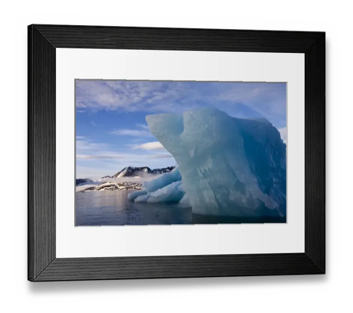 Framed Print : Norway, Svalbard, Spitsbergen Island, Melting icebergs floating near Hans Glacier