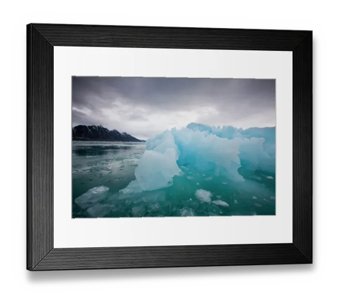 Framed Print : Norway, Svalbard, Spitsbergen, Deep blue iceberg floating near face of Lilliehook