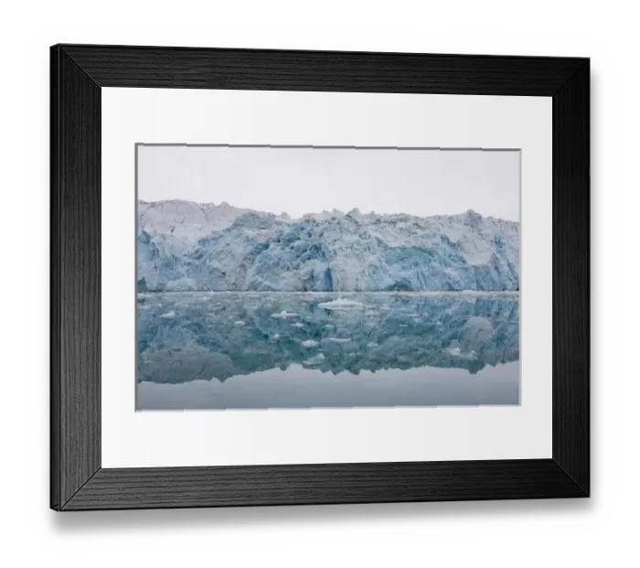 Framed Print : Norway, Svalbard, Spitsbergen, Ice face of Lilliehook Glacier reflected in calm Framed Print : Norway, Svalbard, Spitsbergen, Ice face of Lilliehook Glacier reflected in calm