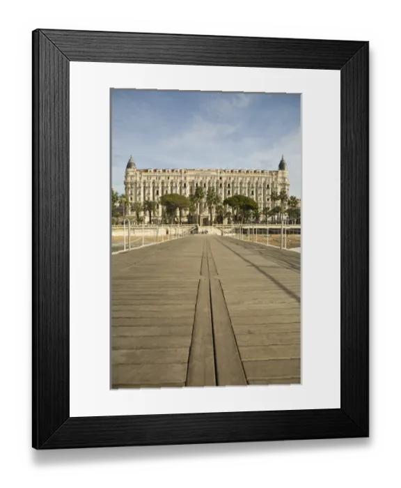 Framed Print : View of Carlton Hotel from beach walk area of Cannes, France Framed Print : View of Carlton Hotel from beach walk area of Cannes, France