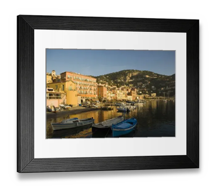 Framed Print : Beautiful marina area in beautiful morning light. Villefranche sur Mer near Nice