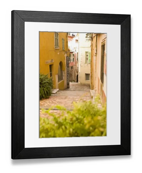 Framed Print : Colorful streets of Villefranche near Nice in the South of France Framed Print : Colorful streets of Villefranche near Nice in the South of France