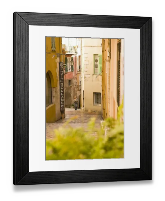 Framed Print : Colorful streets of Villefranche near Nice in the South of France Framed Print : Colorful streets of Villefranche near Nice in the South of France