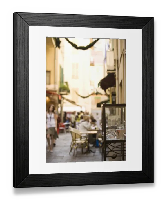 Framed Print : Colorful streets in Villefranche. Near Nice in the South of France