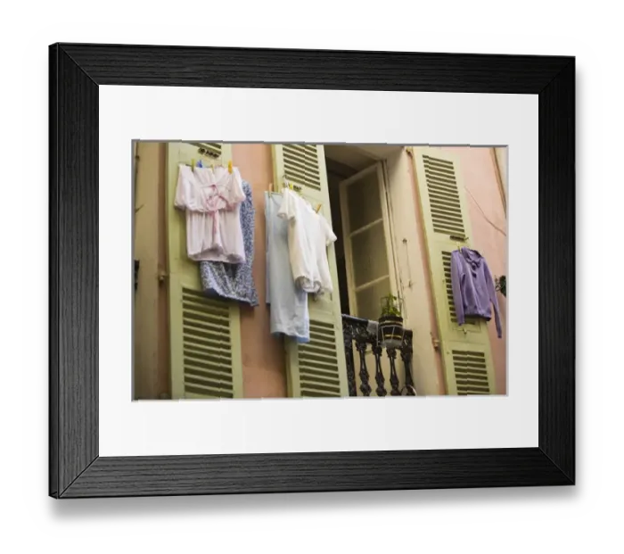 Framed Print : Colorful streets in Villefranche. Near Nice in the South of France Framed Print : Colorful streets in Villefranche. Near Nice in the South of France