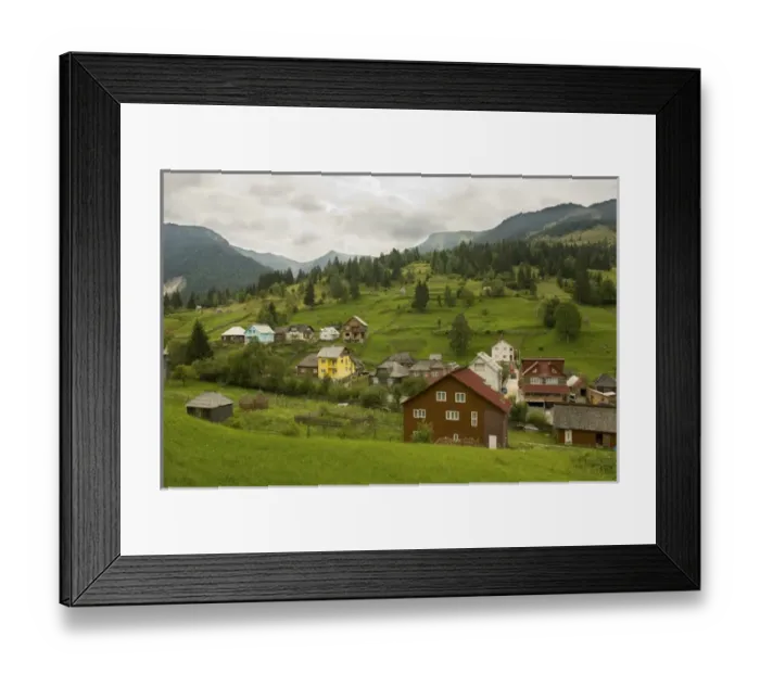 Framed Print : Romania, Maramures, Mountain village by Borsa town Framed Print : Romania, Maramures, Mountain village by Borsa town