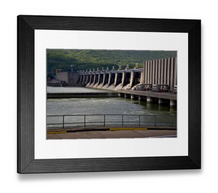 Framed Print : Cruising down the Danube River, throught the gorge of the Iron Gate. A powerplant Framed Print : Cruising down the Danube River, throught the gorge of the Iron Gate. A powerplant