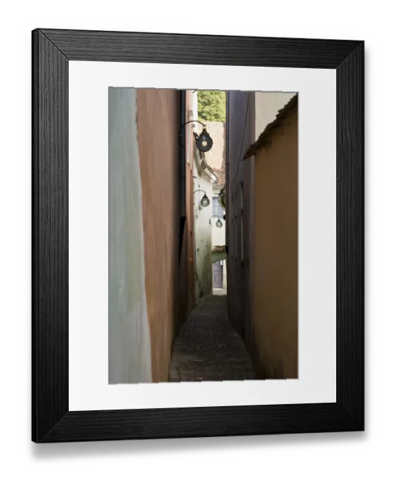 Framed Print : Rope Street (Strada Sforii) is one of the narrowest streets in Europe, Brasov, Romania Framed Print : Rope Street (Strada Sforii) is one of the narrowest streets in Europe, Brasov, Romania