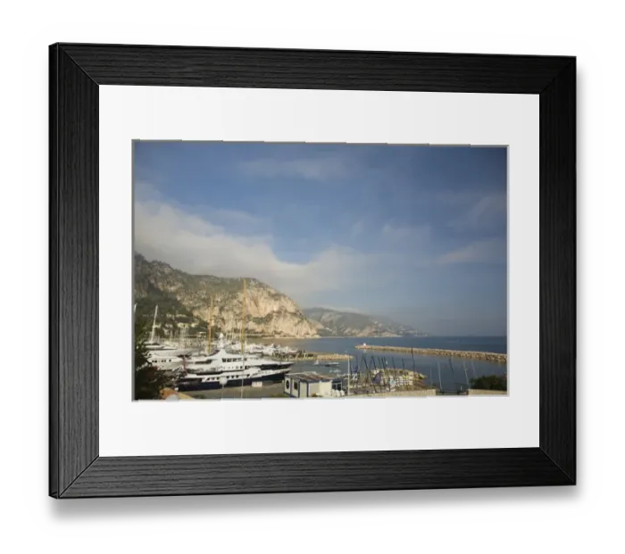 Framed Print : Coastline and port areas between Villefranche and Monaco. South of France
