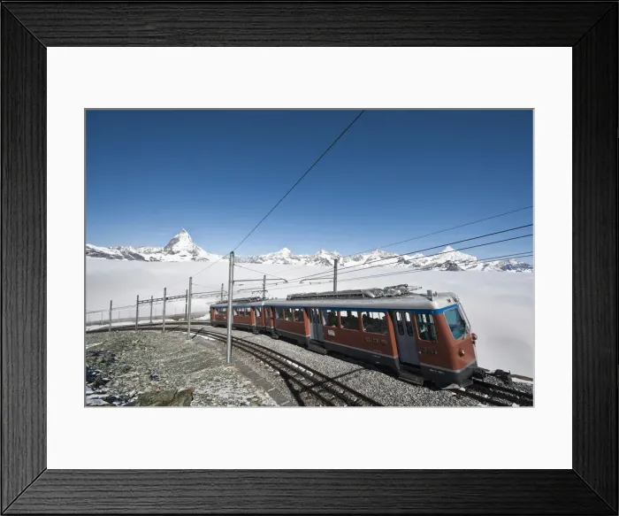 Framed Print : Gornergrat Peak, Switzerland. Matterhorn and Gornergrat cog wheel railway Framed Print : Gornergrat Peak, Switzerland. Matterhorn and Gornergrat cog wheel railway