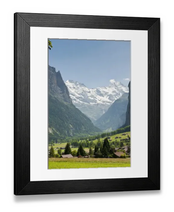 Framed Print : Jungfrau Region, Switzerland. Jungfrau massif above Lauterbrunnen Framed Print : Jungfrau Region, Switzerland. Jungfrau massif above Lauterbrunnen
