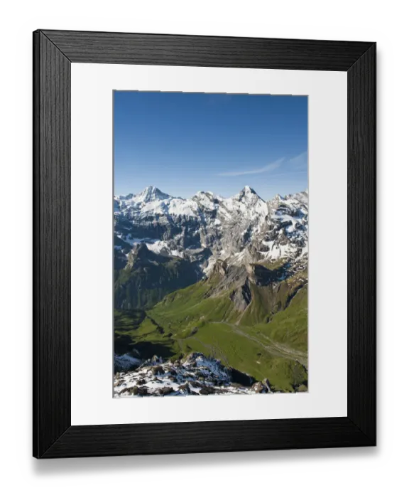 Framed Print : Jungfrau Region, Switzerland. Jungfrau massif from Schilthorn Peak Framed Print : Jungfrau Region, Switzerland. Jungfrau massif from Schilthorn Peak