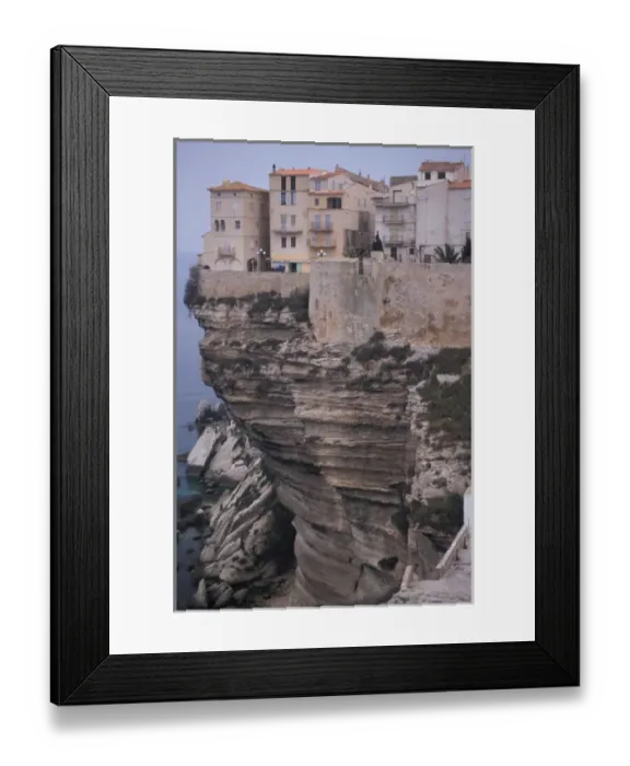 Framed Print : Europe, France, Corsica, Bunifaziu (Bonifacio), hanging cliff house