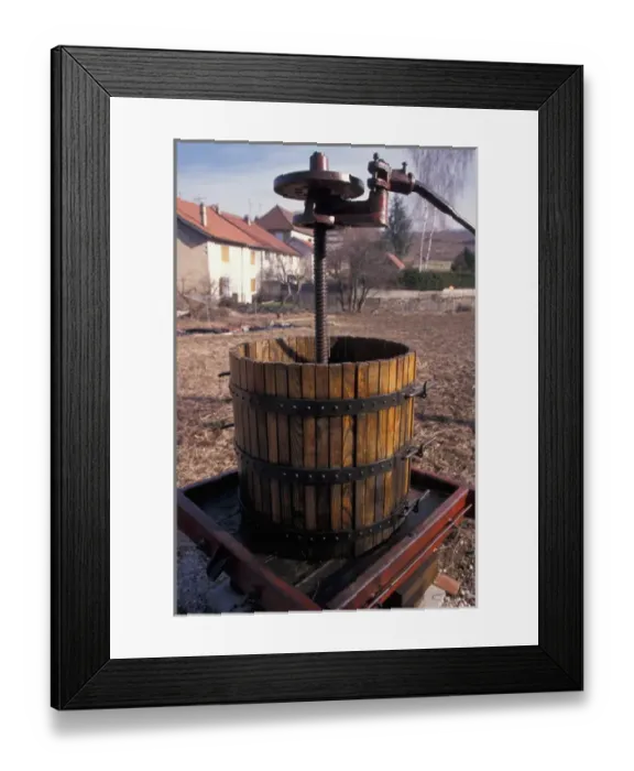 Framed Print : EU, France, Jura. Wine press at winery in village of Poligny Framed Print : EU, France, Jura. Wine press at winery in village of Poligny