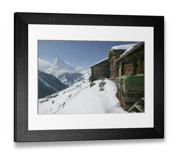 Framed Print : SWITZERLAND-Wallis / Valais-ZERMATT: Findeln / Winter Mountain Building & Matterhorn Framed Print : SWITZERLAND-Wallis / Valais-ZERMATT: Findeln / Winter Mountain Building & Matterhorn