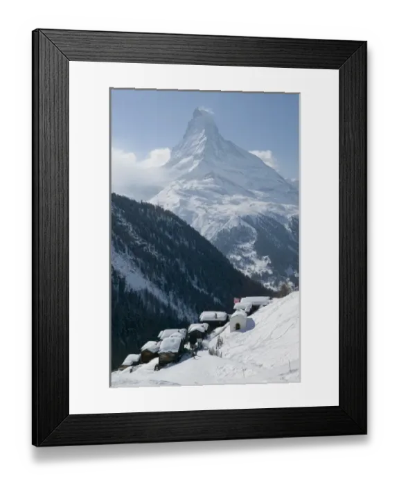 Framed Print : SWITZERLAND-Wallis / Valais-ZERMATT: Findeln / Winter Mountain Ski Village & Matterhorn Framed Print : SWITZERLAND-Wallis / Valais-ZERMATT: Findeln / Winter Mountain Ski Village & Matterhorn
