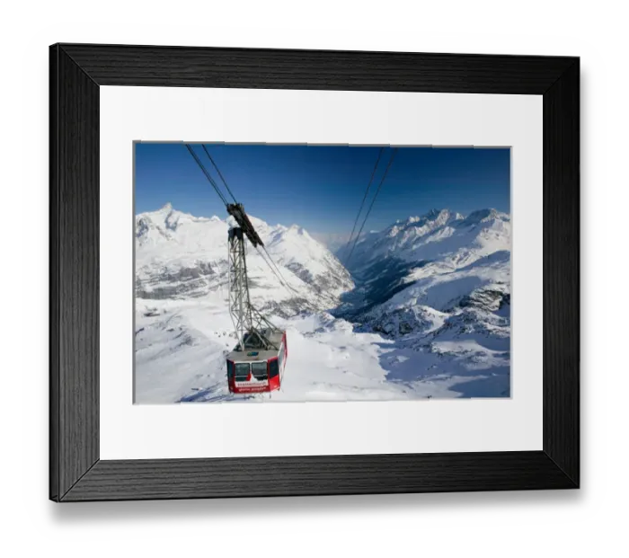 Framed Print : SWITZERLAND-Wallis  /  Valais-ZERMATT: Trockener Steg (el. 2939 meters)  /  Winter Cable