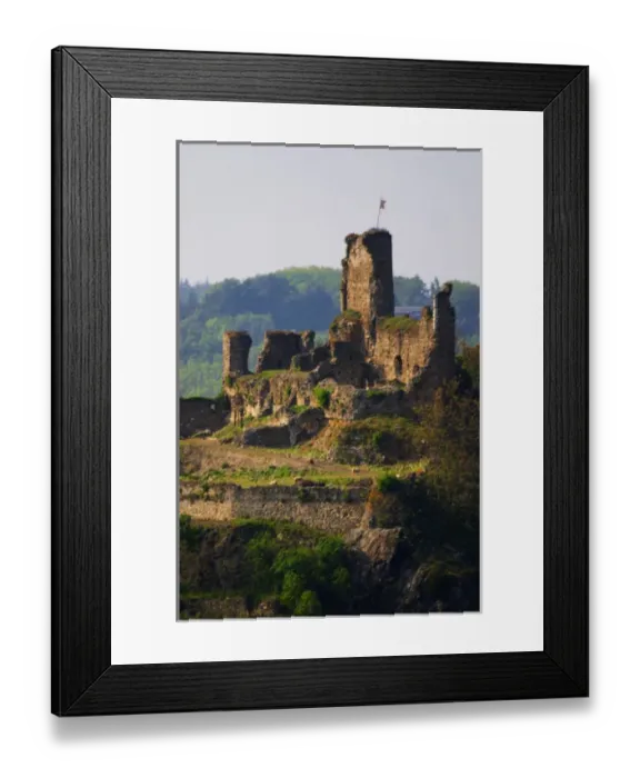 Framed Print : A view from the Mont Pipet on the ruins of the episcopal chateau Batie on the Mont Salomon mountain