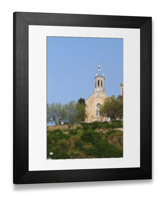 Framed Print : The chapel on the hill behind the Roman theatre, called Mont Pipet from which you