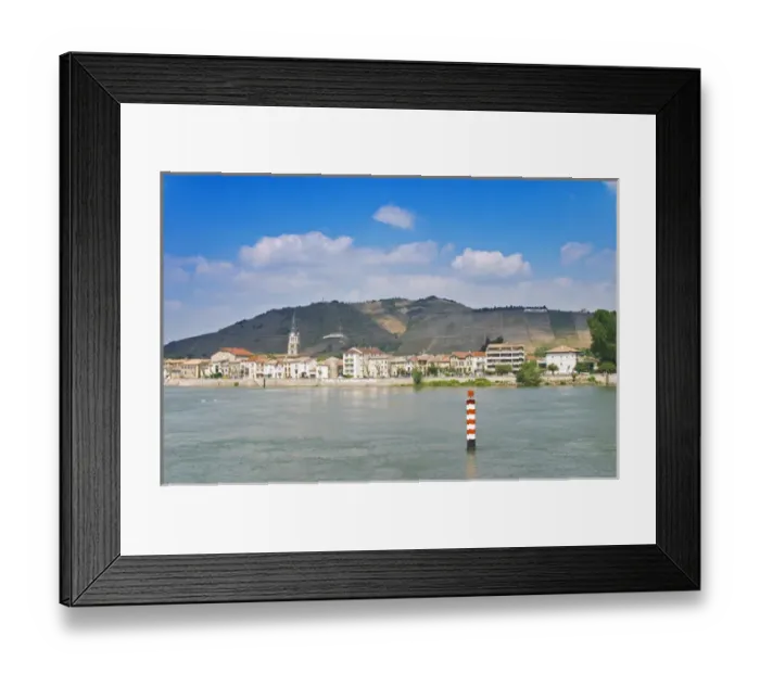 Framed Print : The town Tain l Hermitage, the river Rhone, The Hermitage vineyards on Framed Print : The town Tain l Hermitage, the river Rhone, The Hermitage vineyards on