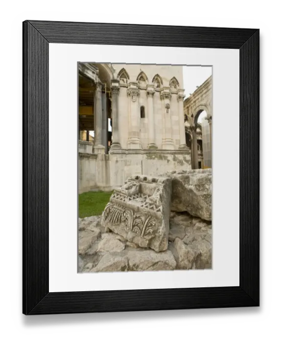Framed Print : Europe, Croatia, Dalmatia, Split. Cathedral of St. Domnius, and Roman ruins of Diocletian s