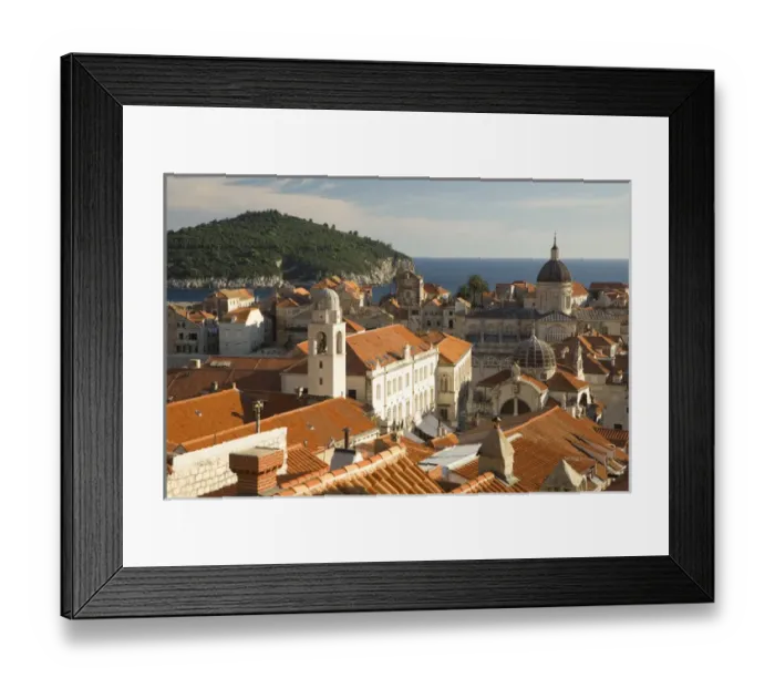 Framed Print : Europe, Croatia, Dalmatia, Dubrovnik. Red tile roofs dominate the old city of Dubrovnik Framed Print : Europe, Croatia, Dalmatia, Dubrovnik. Red tile roofs dominate the old city of Dubrovnik