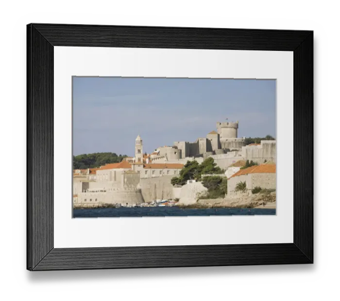 Framed Print : Europe, Croatia, Dalmatia, Dubrovnik. Old city walls (built 10th century), stone houses Framed Print : Europe, Croatia, Dalmatia, Dubrovnik. Old city walls (built 10th century), stone houses