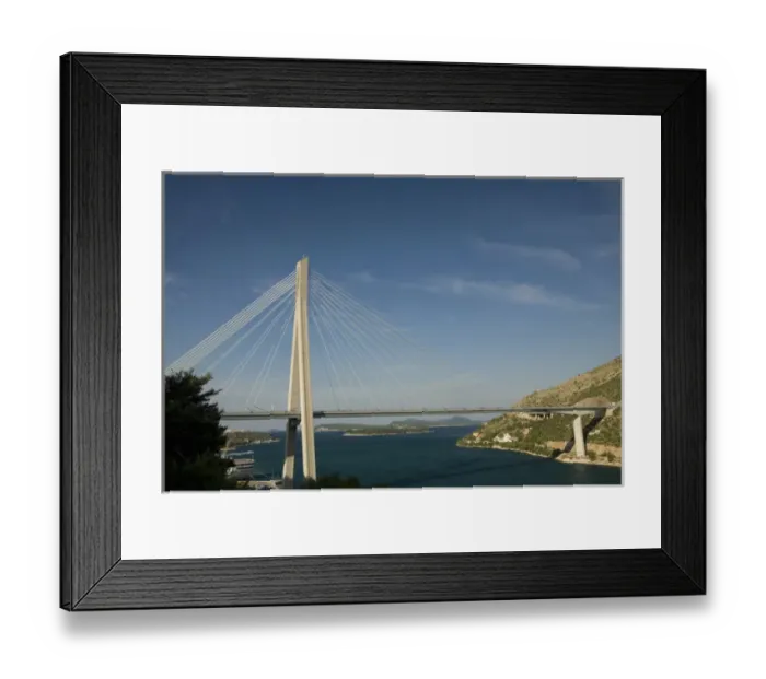 Framed Print : Europe, Croatia, Dalmatia, Dubrovnik. Franjo Tudman Bridge, elegant suspension bridge Framed Print : Europe, Croatia, Dalmatia, Dubrovnik. Franjo Tudman Bridge, elegant suspension bridge