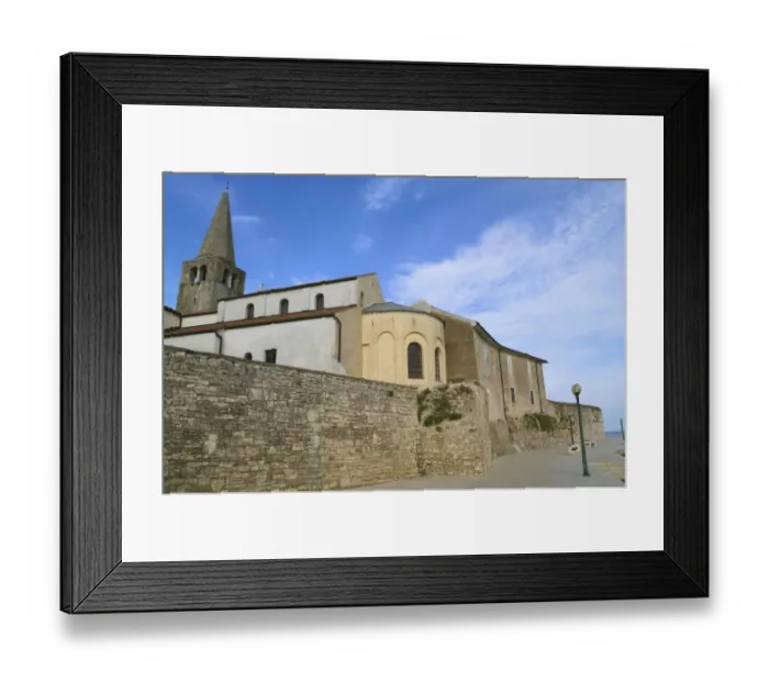 Framed Print : Ancient city wall and walled historical buildings by Adriatic Sea, Porec, Istria, Croatia Framed Print : Ancient city wall and walled historical buildings by Adriatic Sea, Porec, Istria, Croatia