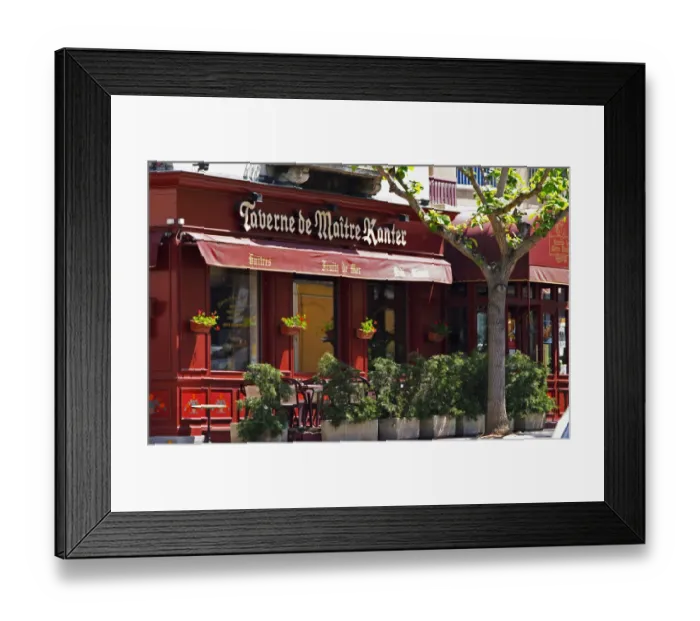 Framed Print : The restaurant Taverne de Maitre Kanter with outside seating. Vienne, Isere Isere