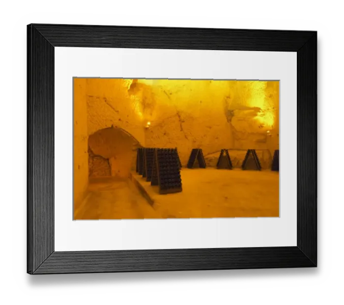 Framed Print : In the underground winecellar that is an old chalk quarry: thousands and millions of bottles aging Framed Print : In the underground winecellar that is an old chalk quarry: thousands and millions of bottles aging