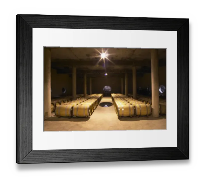 Framed Print : The barrel aging cellar, with a hole in the wall and a hole in the floor to show the soil Framed Print : The barrel aging cellar, with a hole in the wall and a hole in the floor to show the soil