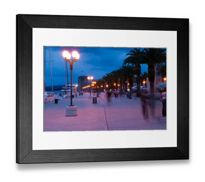 Framed Print : promenade by night, trogir, croatia, eastern europe. balkan, europe Framed Print : promenade by night, trogir, croatia, eastern europe. balkan, europe