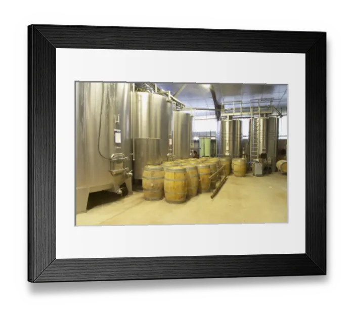 Framed Print : stainless steel fermentation tanks and barriques Chateau Belingard Bergerac Dordogne Framed Print : stainless steel fermentation tanks and barriques Chateau Belingard Bergerac Dordogne
