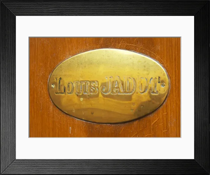 Framed Print : The brass plate on the entrance door of Maison Louis Jadot. Maison Louis Jadot