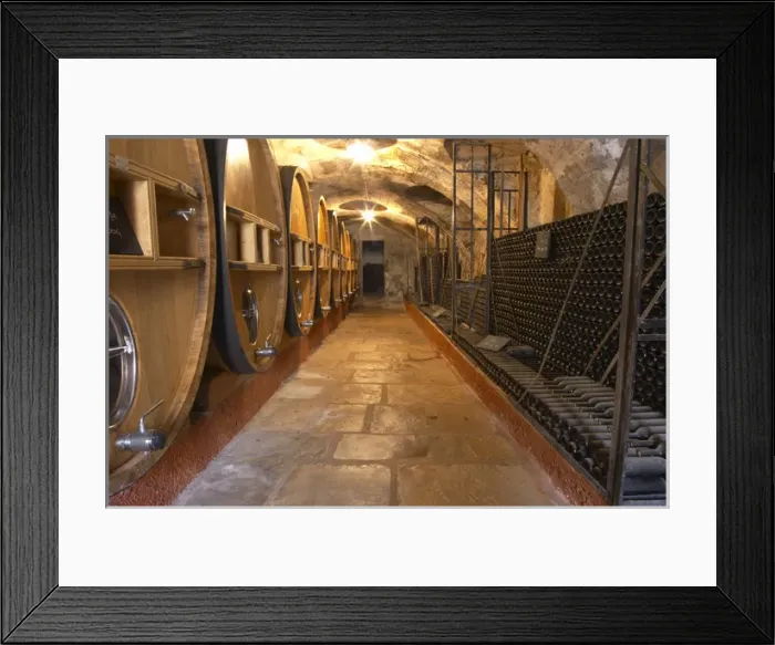 Framed Print : Barrels of wine aging in the cellar Piles of old bottles aging in the cellar Chateau Vannieres Framed Print : Barrels of wine aging in the cellar Piles of old bottles aging in the cellar Chateau Vannieres