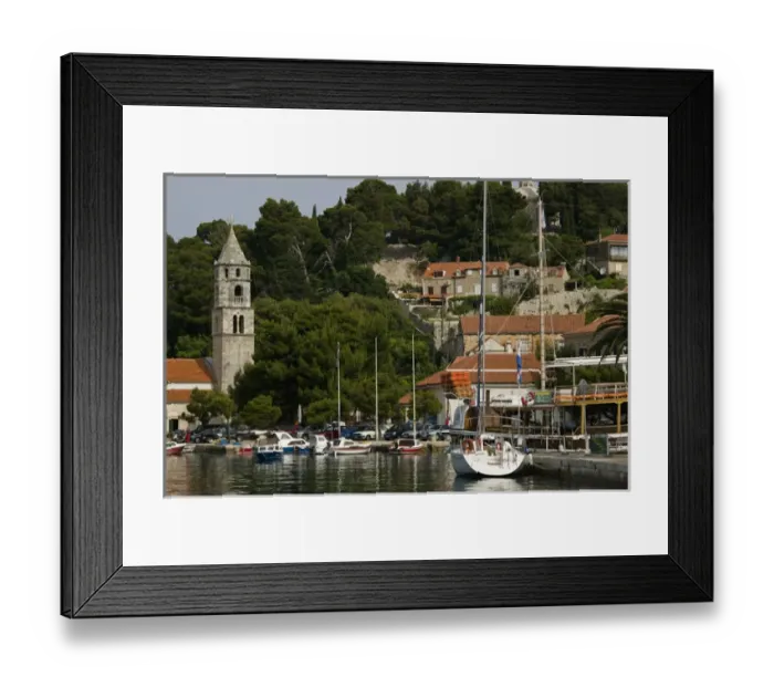 Framed Print : CROATIA, Southern Dalmatia, CAVTAT. Harbor View with the Monastery of Our Lady of