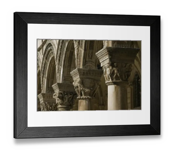 Framed Print : CROATIA, Southern Dalmatia, DUBROVNIK. Old Town DUBROVNIK, columns of the Sponza Palace
