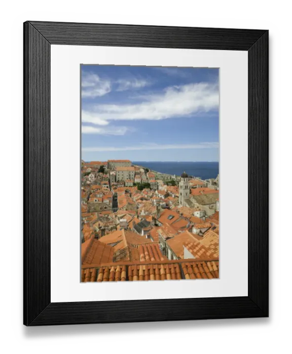 Framed Print : CROATIA, Southern Dalmatia, DUBROVNIK. Old Town DUBROVNIK, Rooftops from the town walls