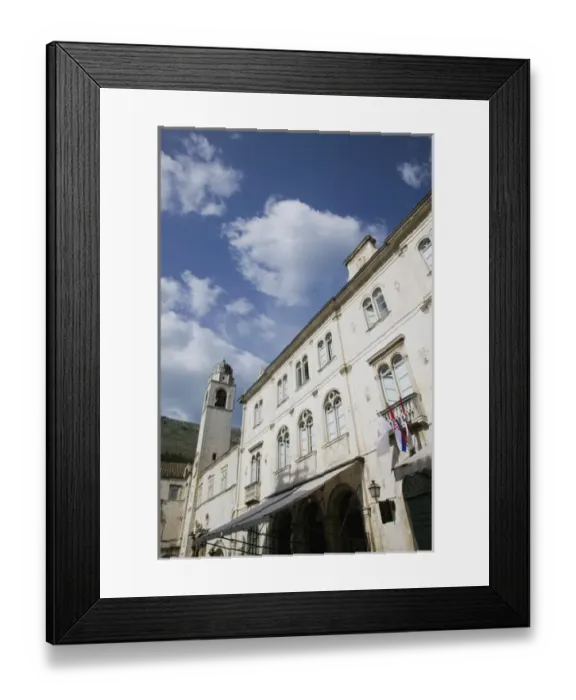 Framed Print : CROATIA, Southern Dalmatia, DUBROVNIK. Old Town DUBROVNIK, Town Hall and Clocktower